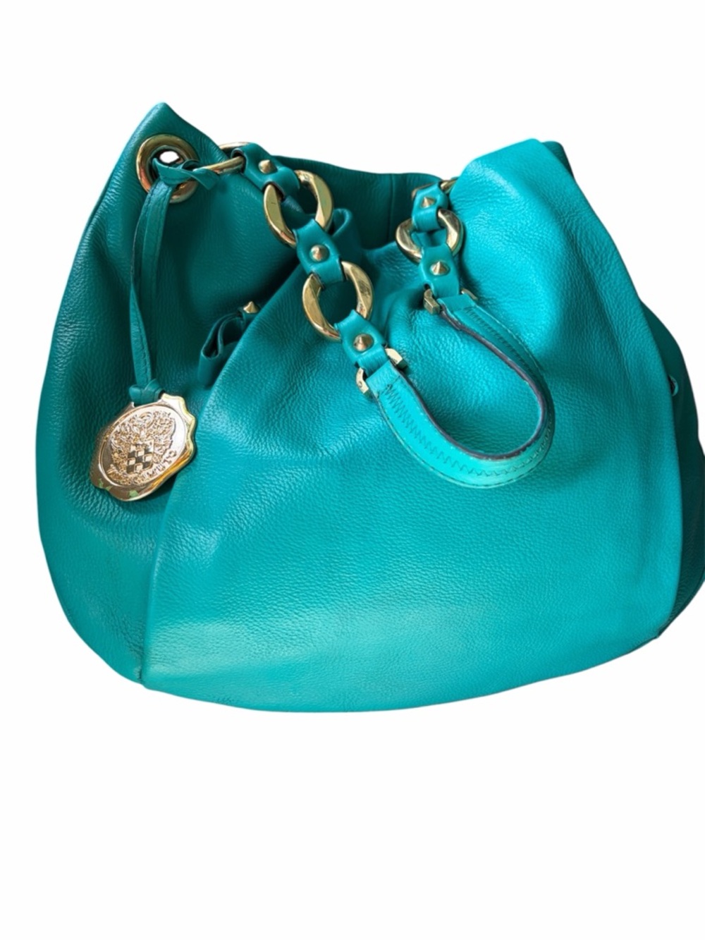 Turquoise  Hobo with Gold Ring Strap